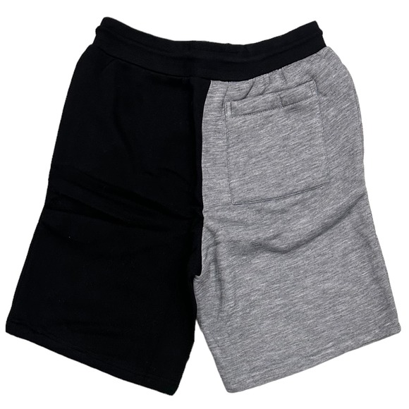 Crooks & Castles Men's Half Medusa Colorblock Sweat Shorts in Heather Grey/Black - Picture 2 of 2